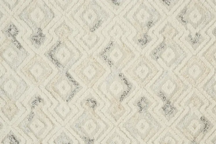 9' X 12' Gray And Ivory Wool Geometric Tufted Handmade Area Rug