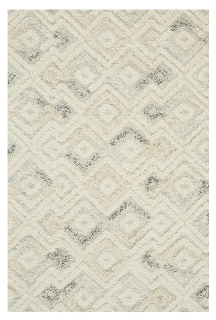 10' X 14' Ivory Gray And Black Wool Geometric Tufted Handmade Area Rug
