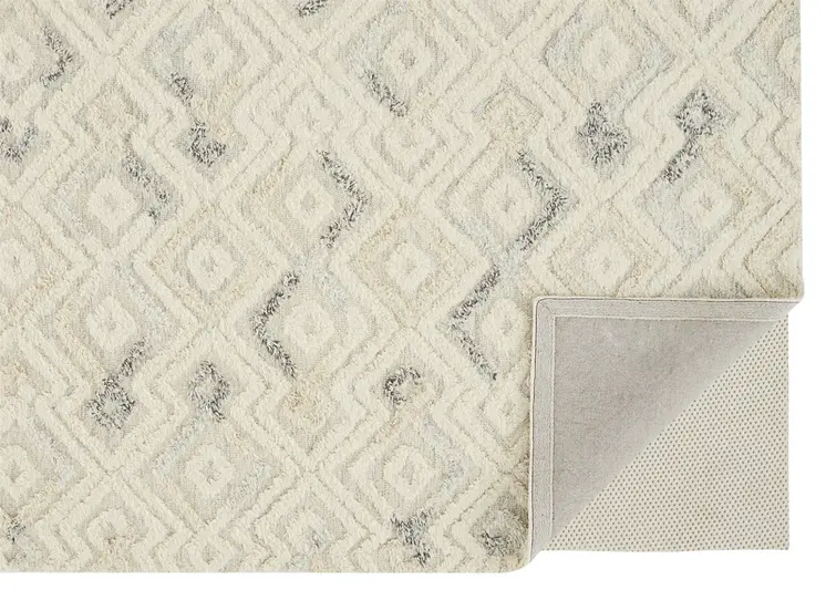 10' X 14' Ivory Gray And Black Wool Geometric Tufted Handmade Area Rug