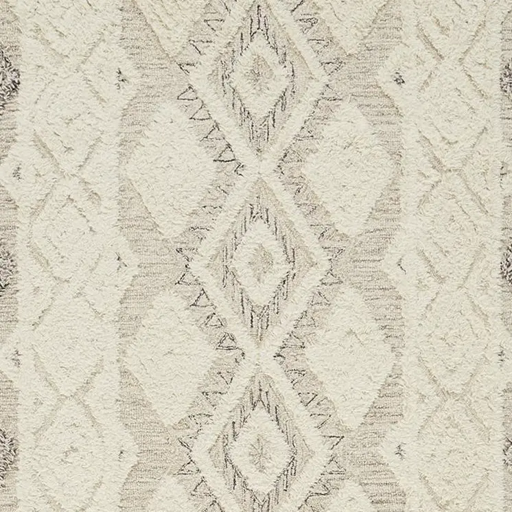 4' X 6' Ivory Taupe And Gray Wool Geometric Tufted Handmade Stain Resistant Area Rug