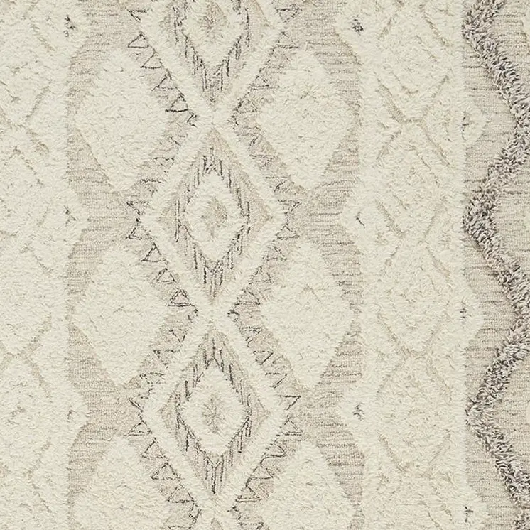 8' X 10' Gray and Ivory Wool Geometric Hand Tufted Area Rug