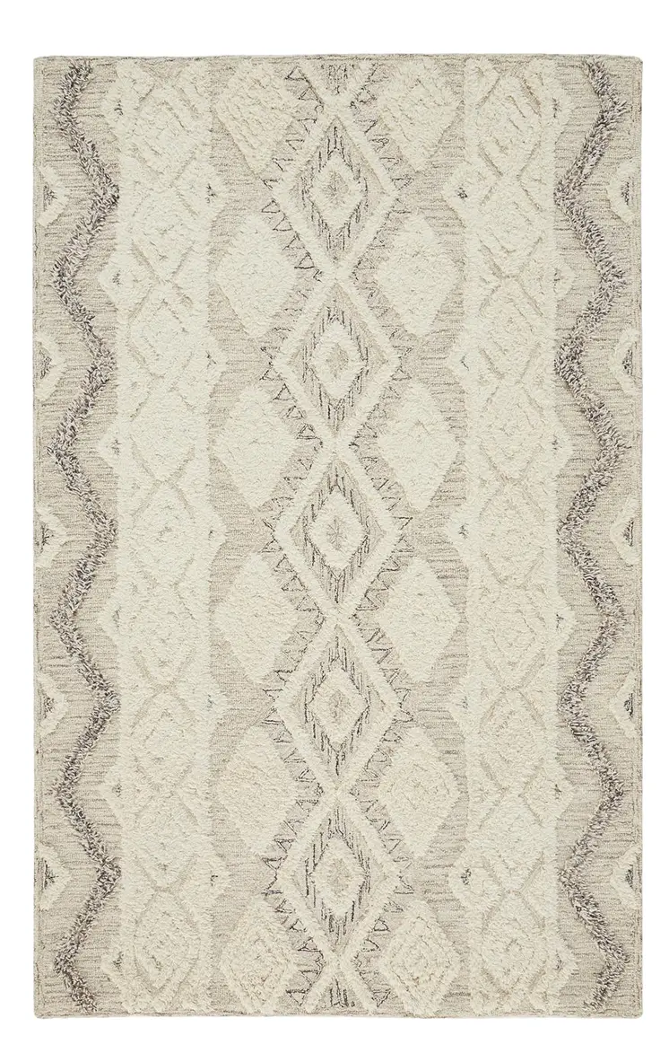 10' X 14' Ivory Taupe And Gray Wool Geometric Tufted Handmade Stain Resistant Area Rug
