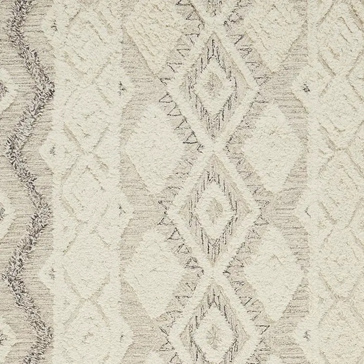 10' X 14' Ivory Taupe And Gray Wool Geometric Tufted Handmade Stain Resistant Area Rug