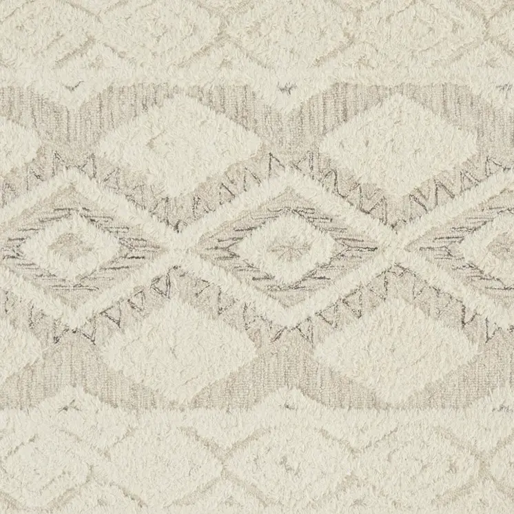 12' X 15' Ivory Taupe And Gray Wool Geometric Tufted Handmade Area Rug