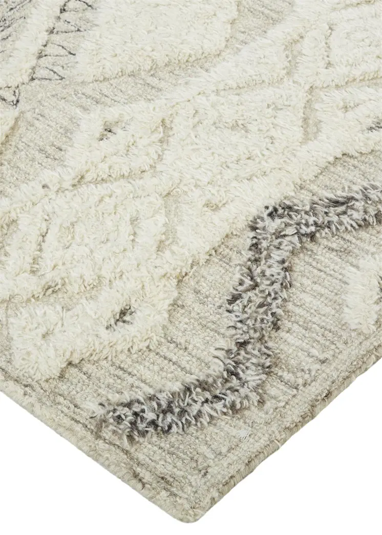 2' X 3' Ivory Taupe And Gray Wool Geometric Tufted Handmade Stain Resistant Area Rug