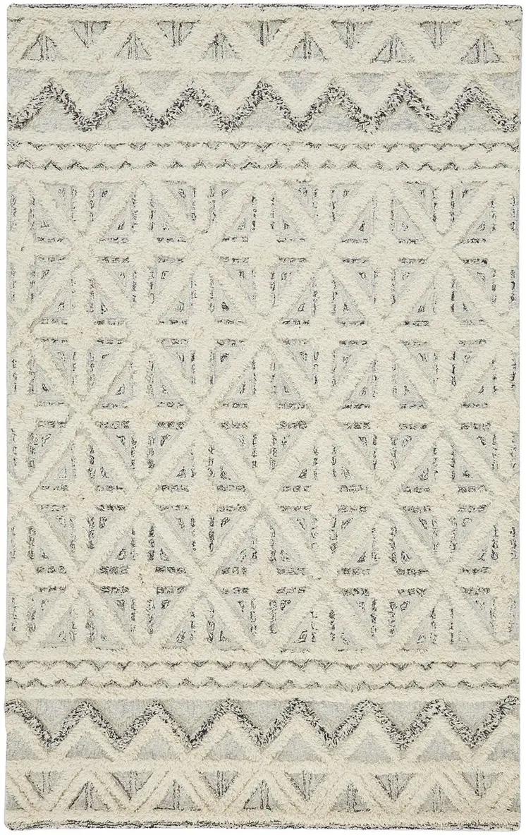12' X 15' Ivory And Black Wool Geometric Tufted Handmade Area Rug