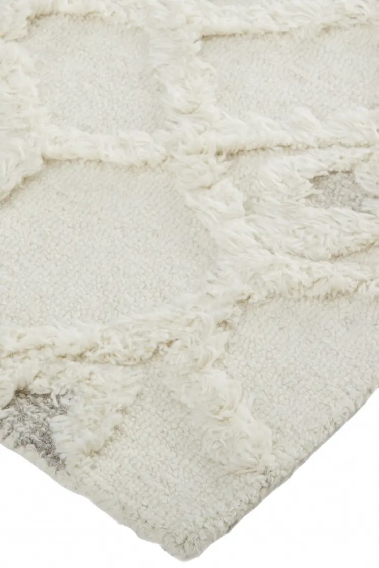 5' X 8' Ivory Taupe And Tan Wool Geometric Tufted Handmade Stain Resistant Area Rug