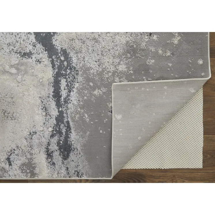 8' X 10' Ivory Black and Gray Abstract Area Rug