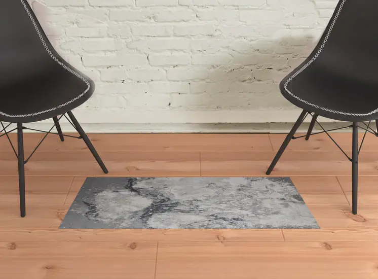 2' X 3' Gray Abstract Area Rug