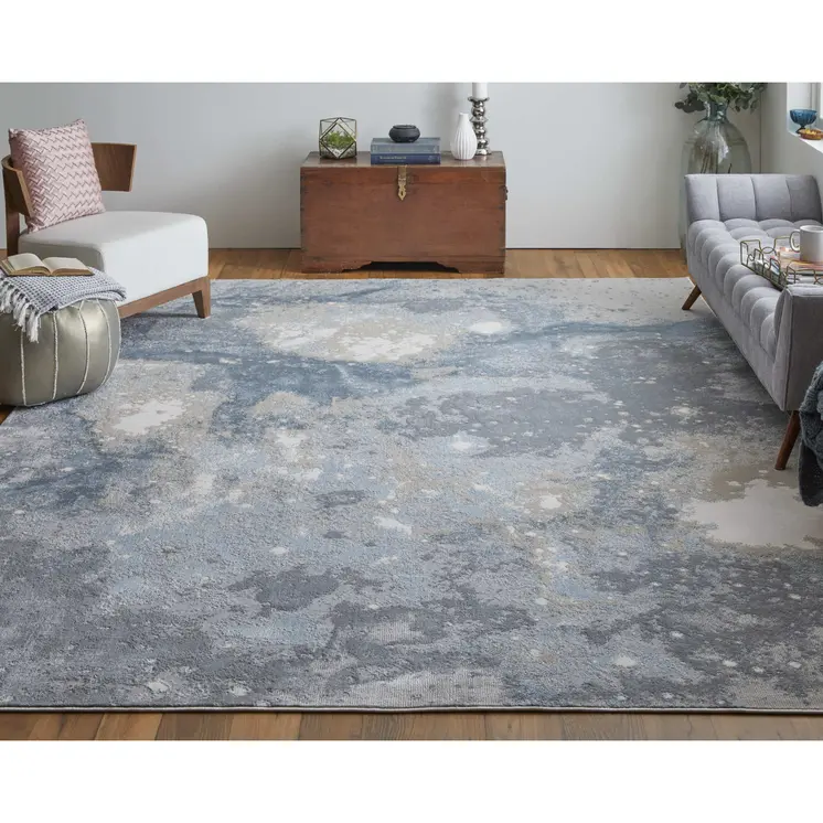 4' X 6' Blue Abstract Area Rug