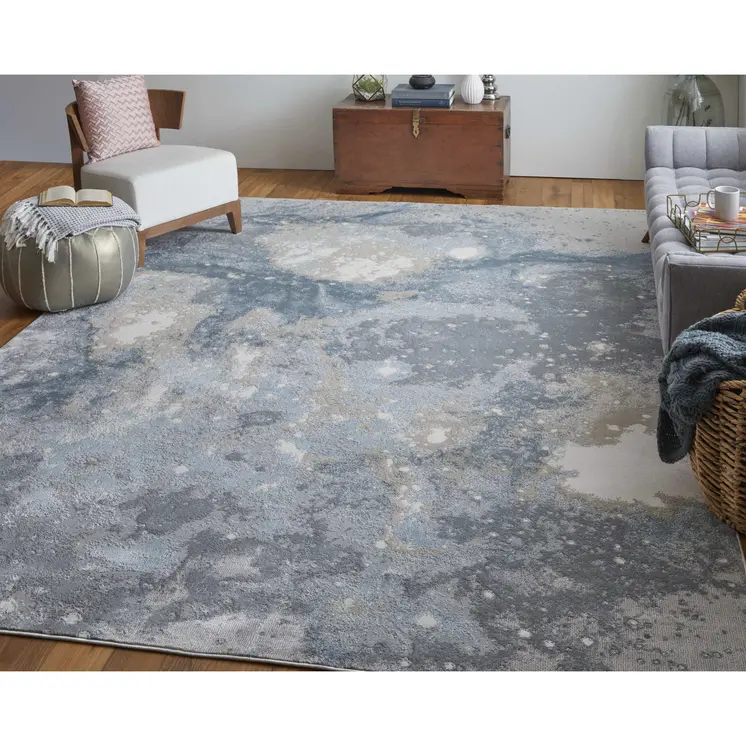 10' X 13' Blue Abstract Area Rug