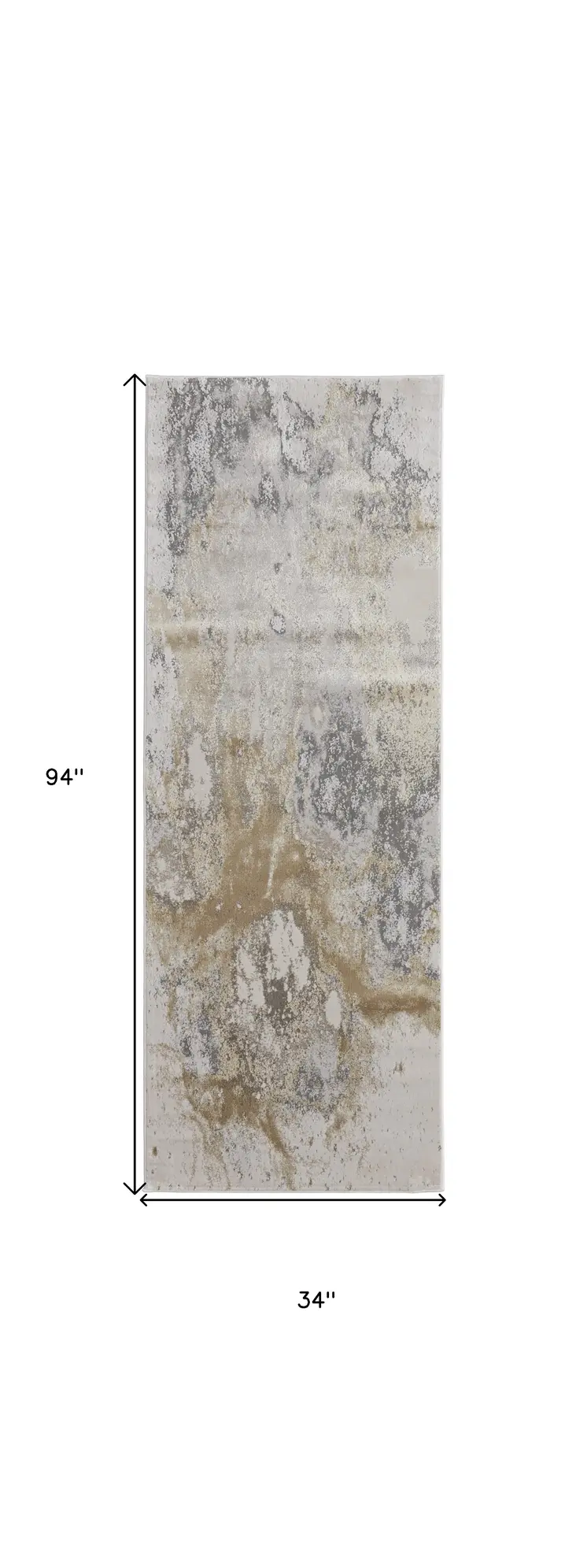 8' Gray and Ivory Abstract Power Loom Non Skid Runner Rug