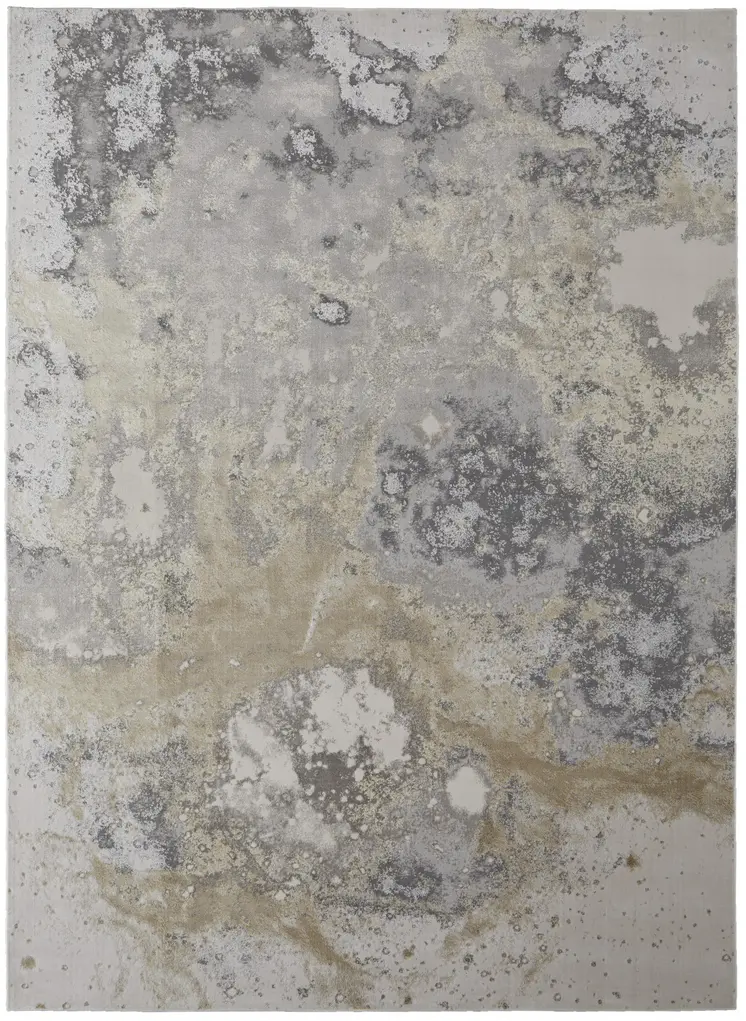 12' X 15' Gray and Ivory Abstract Power Loom Area Rug