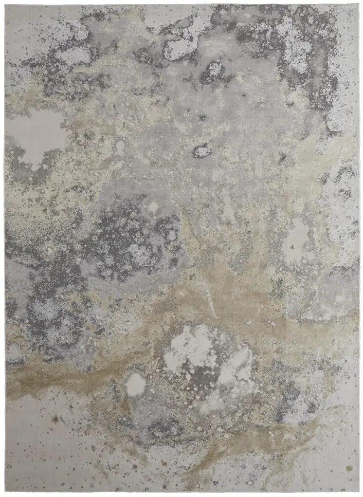 12' X 15' Gray and Ivory Abstract Power Loom Area Rug
