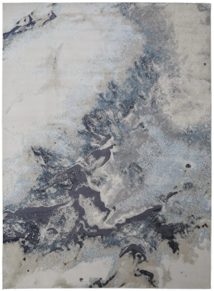 8' X 10' Ivory Black and Gray Abstract Area Rug