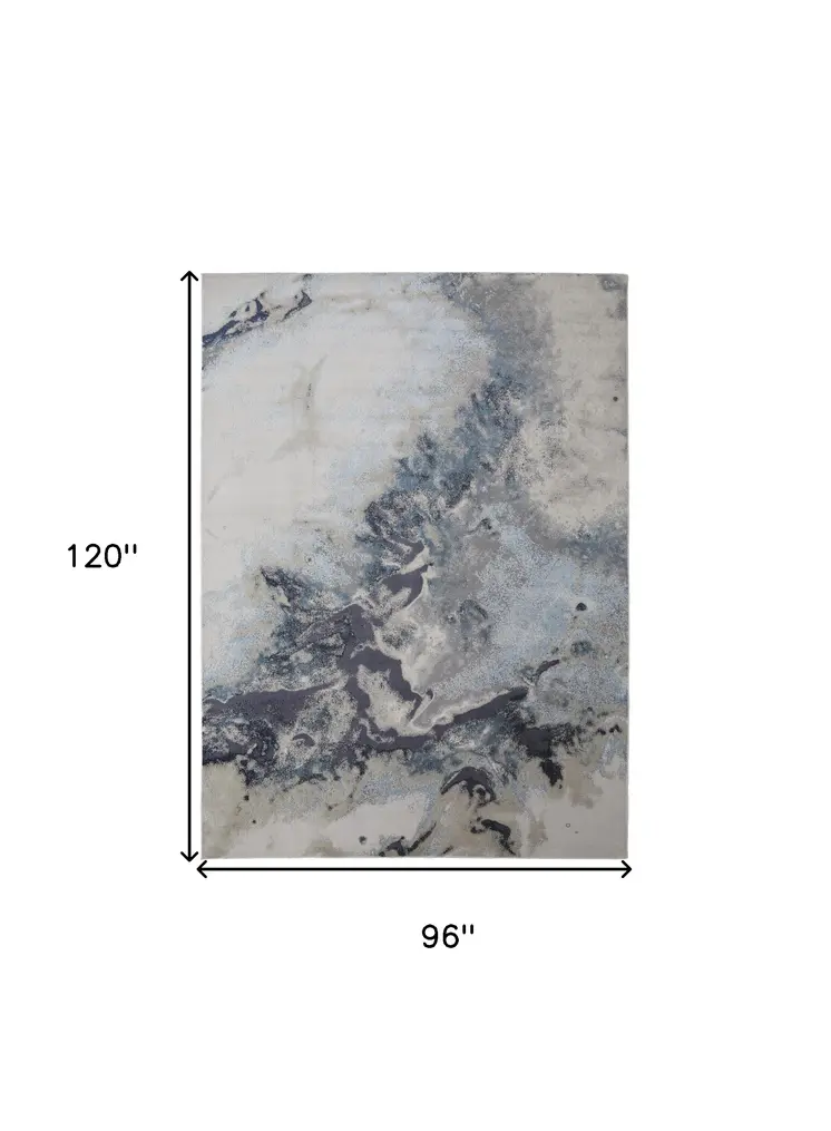 8' X 10' Ivory Black and Gray Abstract Area Rug