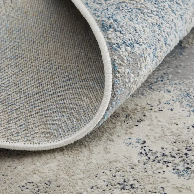 8' X 10' Ivory Black and Gray Abstract Area Rug