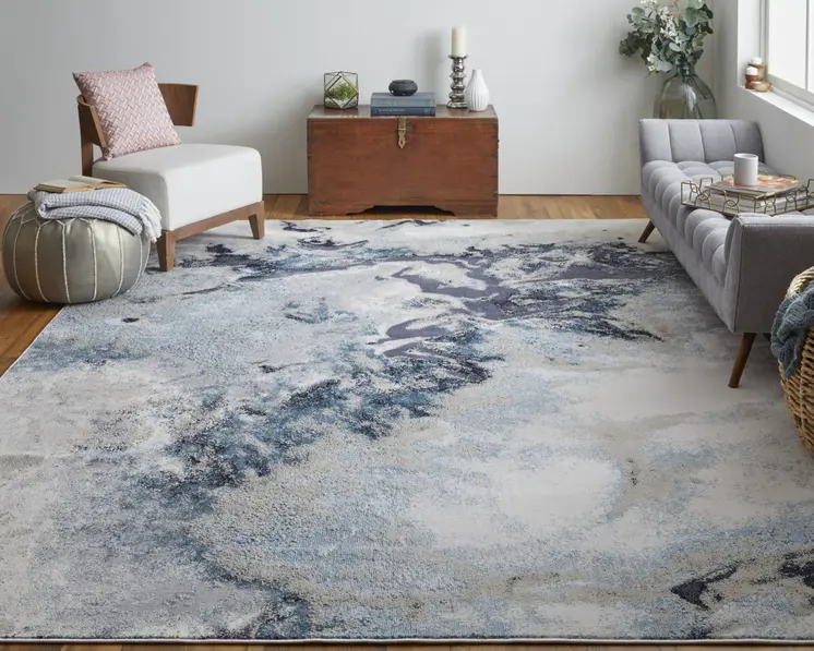 10' X 13' Blue Abstract Area Rug
