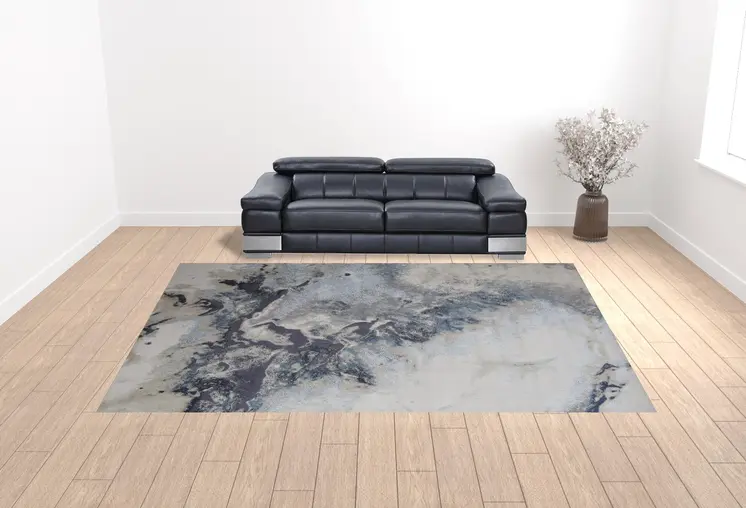 12' X 15' Blue Abstract Area Rug
