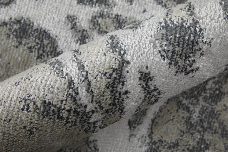 8' Gray and Ivory Abstract Power Loom Non Skid Runner Rug