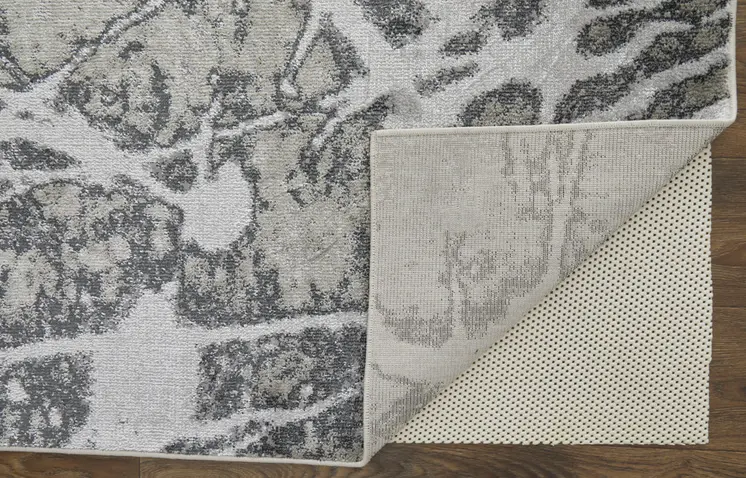 12' X 15' Gray Silver And Ivory Abstract Power Loom Area Rug