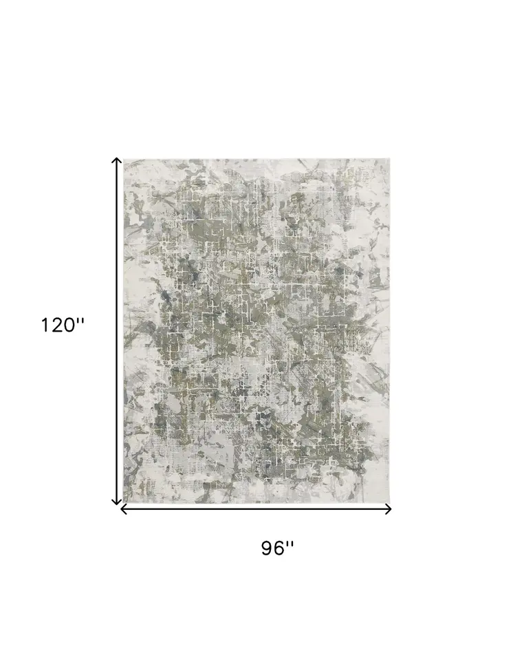 8' X 10' Gray and Ivory Abstract Distressed Non Skid Area Rug