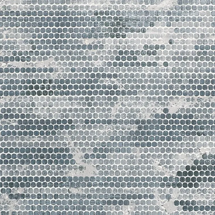 2' X 3' Blue And Gray Polka Dots Distressed Stain Resistant Area Rug