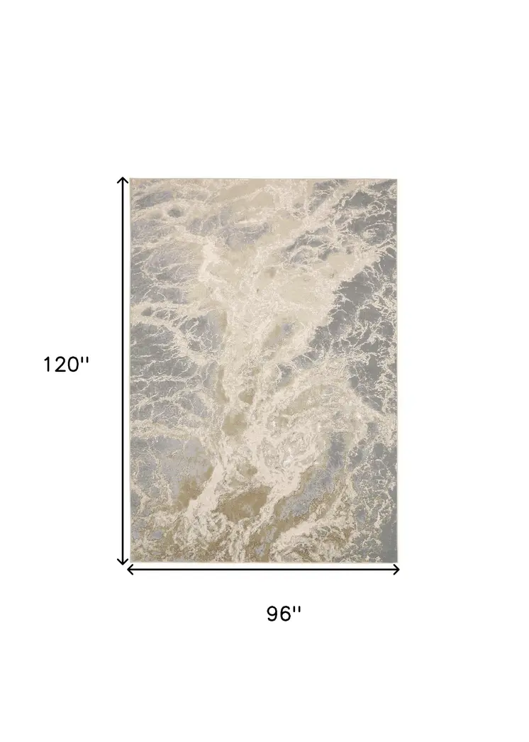 8' X 10' Gray and Ivory Abstract Non Skid Area Rug