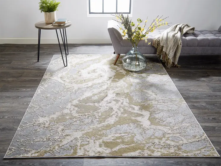 8' X 10' Gray and Ivory Abstract Non Skid Area Rug