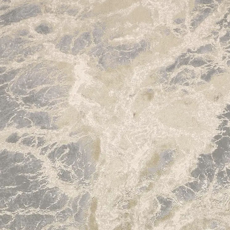 7' X 10' Ivory Silver And Gold Abstract Stain Resistant Area Rug