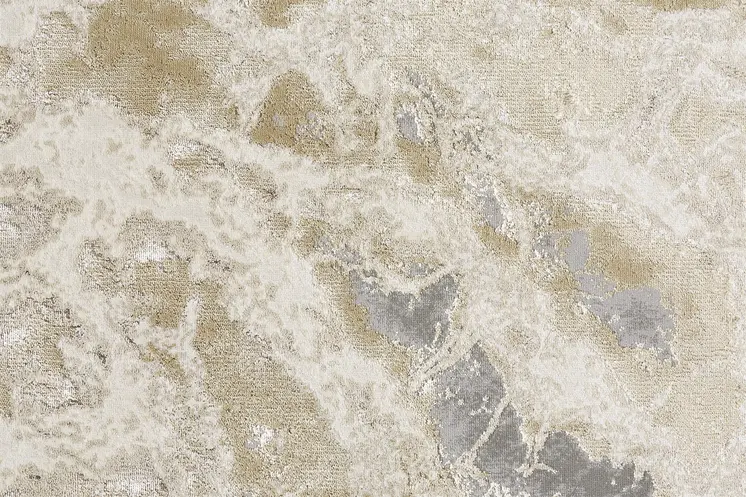 9' X 12' Ivory Silver And Gold Abstract Area Rug