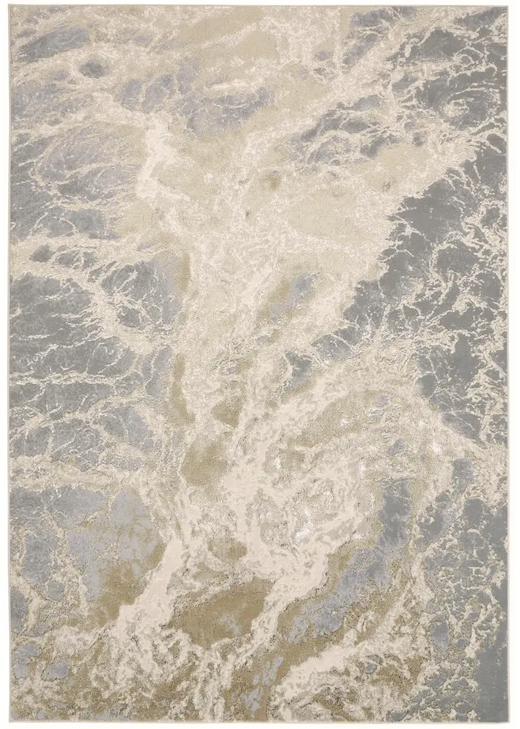 13' X 20' Gray and Ivory Abstract Area Rug