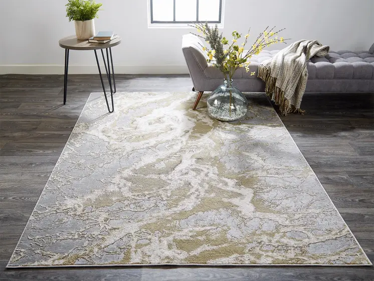 13' X 20' Gray and Ivory Abstract Area Rug
