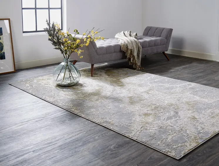 13' X 20' Gray and Ivory Abstract Area Rug