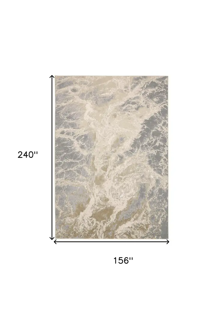 13' X 20' Gray and Ivory Abstract Area Rug