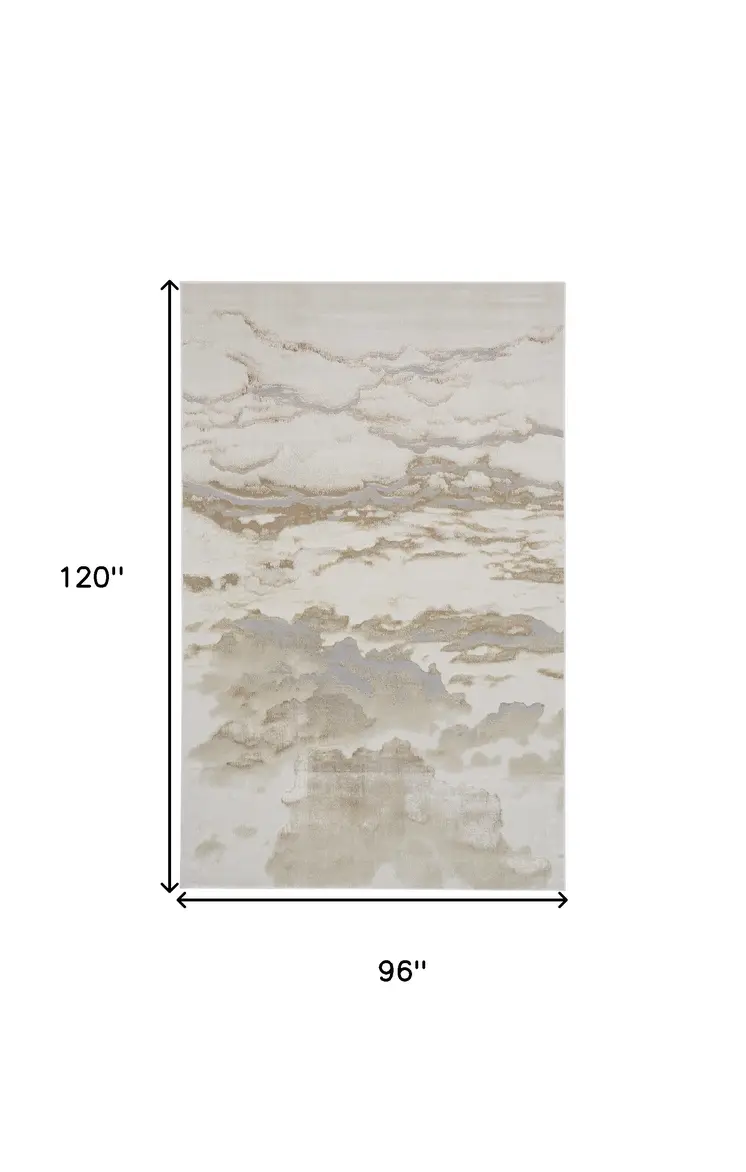 8' X 10' Gray and Ivory Abstract Non Skid Area Rug