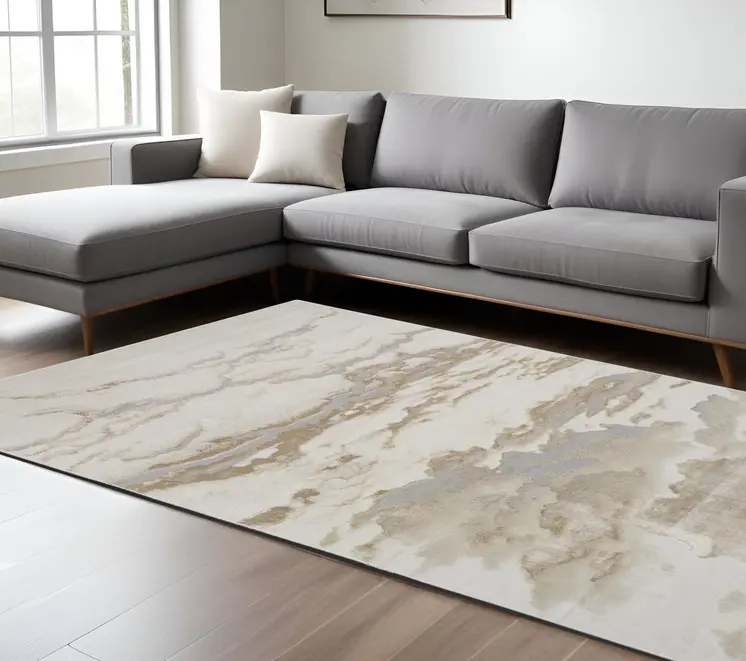 8' X 10' Gray and Ivory Abstract Non Skid Area Rug