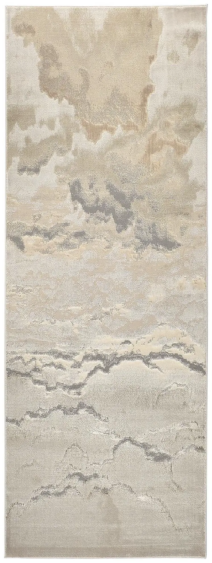 8' Brown and Ivory Abstract Power Loom Runner Rug
