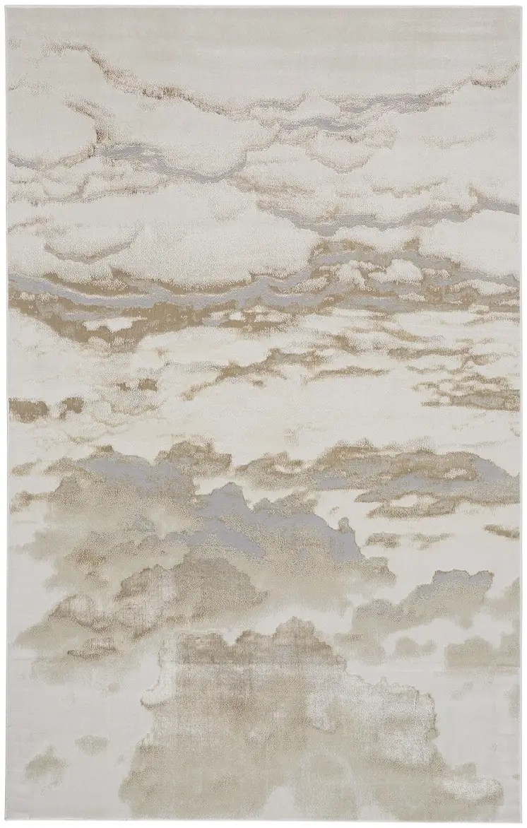 12' X 15' Ivory Tan And Gray Abstract Area Rug