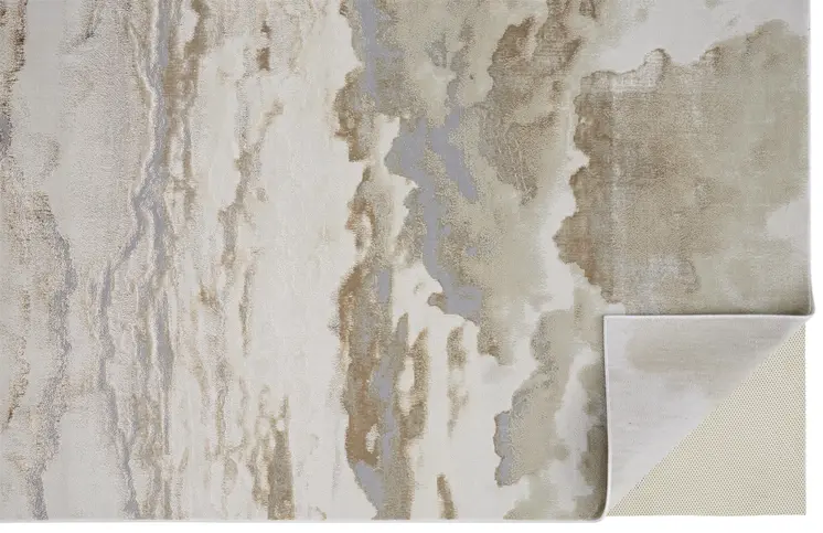 12' X 15' Ivory Tan And Gray Abstract Area Rug