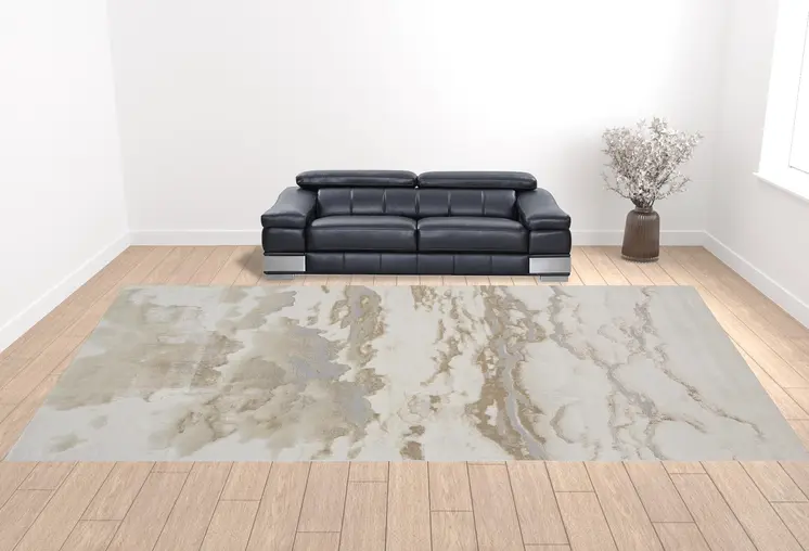 13' X 20' Gray And Ivory Abstract Area Rug