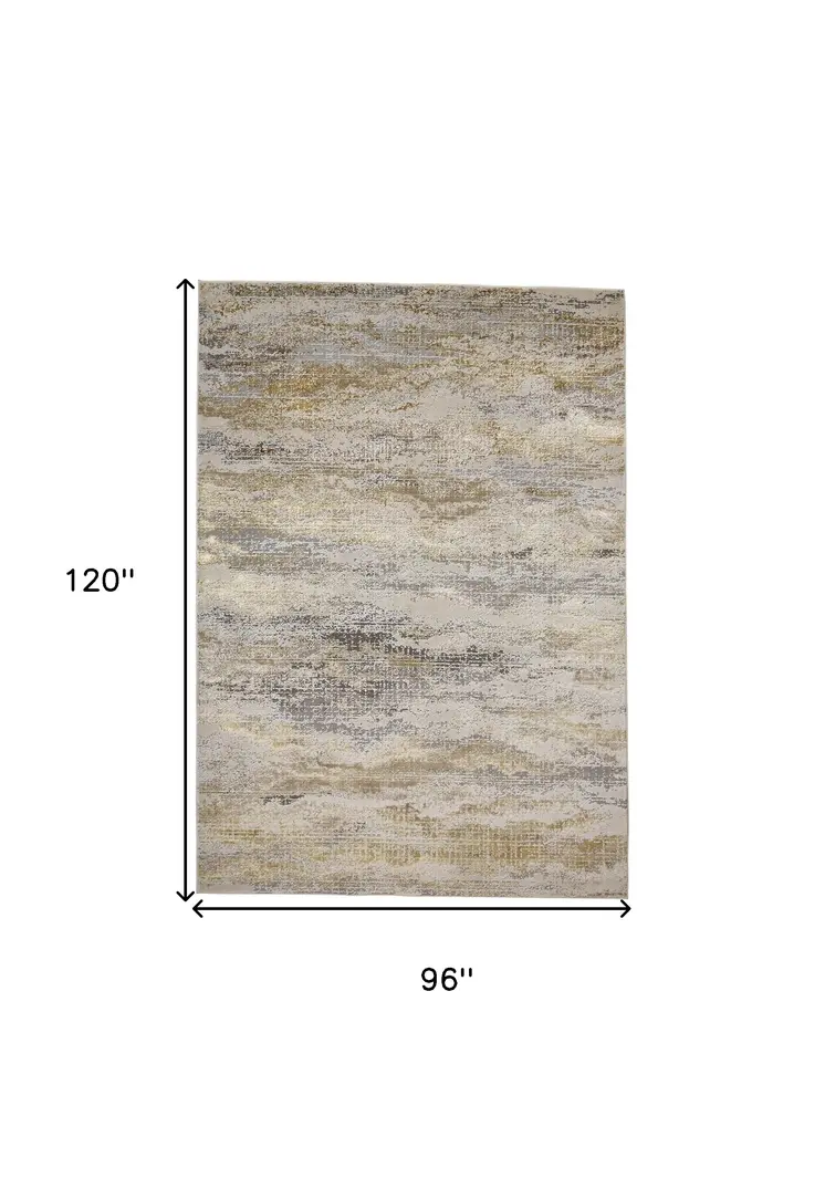 8' X 10' Gray and Ivory Abstract Non Skid Area Rug