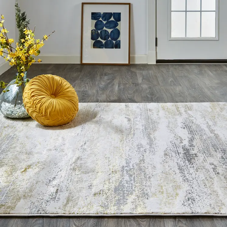 8' X 10' Gray and Ivory Abstract Non Skid Area Rug
