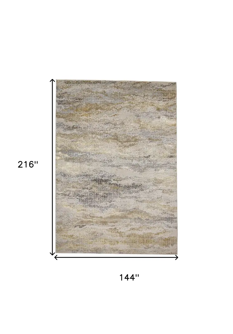 12' X 18' Gold Gray And Ivory Abstract Area Rug