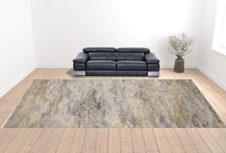 13' X 20' Gray And Ivory Abstract Area Rug
