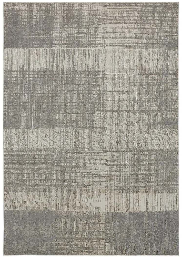 7' X 10' Gray and Ivory Abstract Non Skid Area Rug