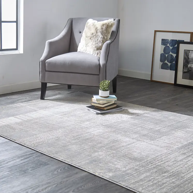 7' X 10' Gray and Ivory Abstract Non Skid Area Rug