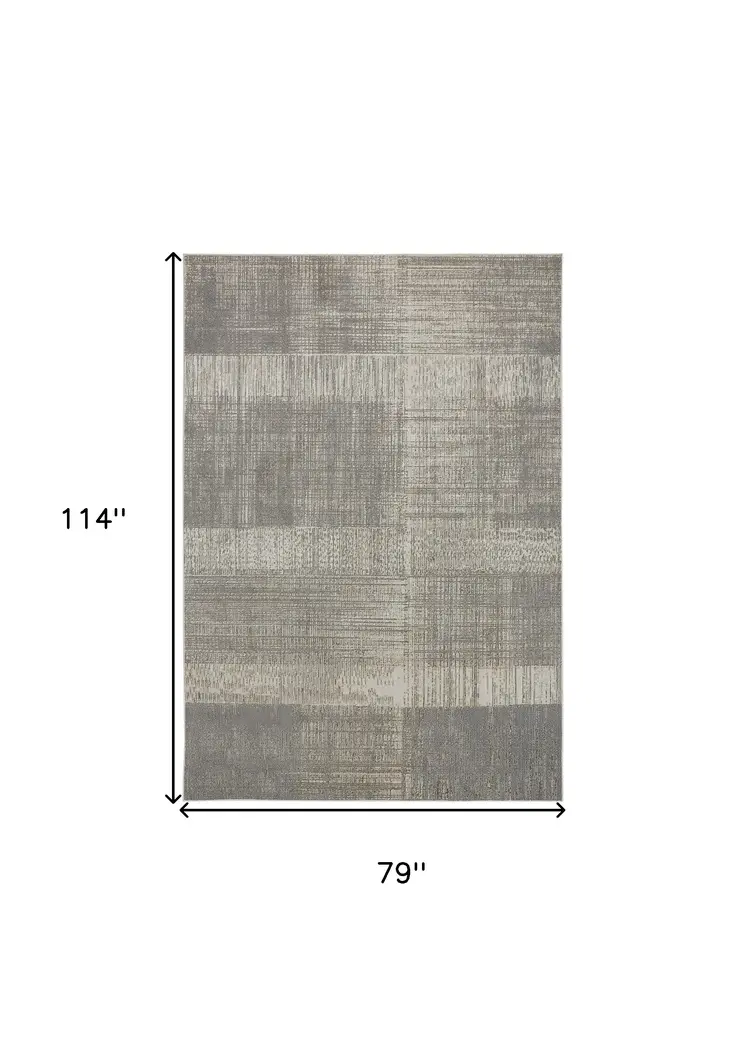 7' X 10' Gray and Ivory Abstract Non Skid Area Rug