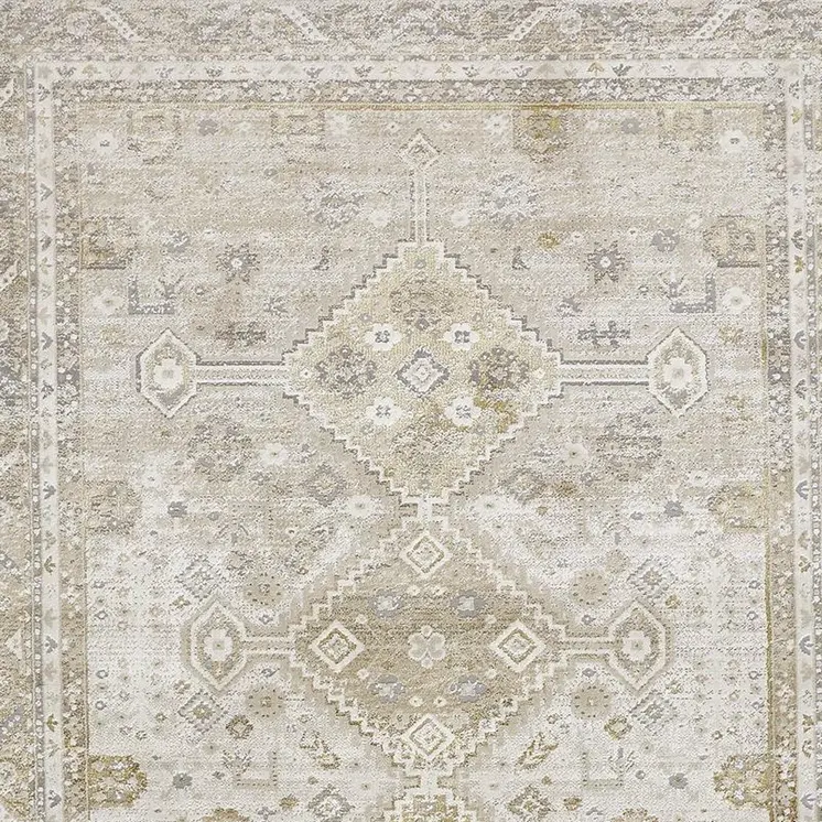 4' X 6' Gold and Ivory Floral Non Skid Area Rug