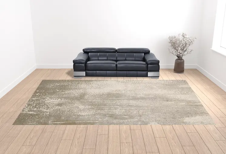 12' X 18' Gold Gray And Ivory Abstract Area Rug
